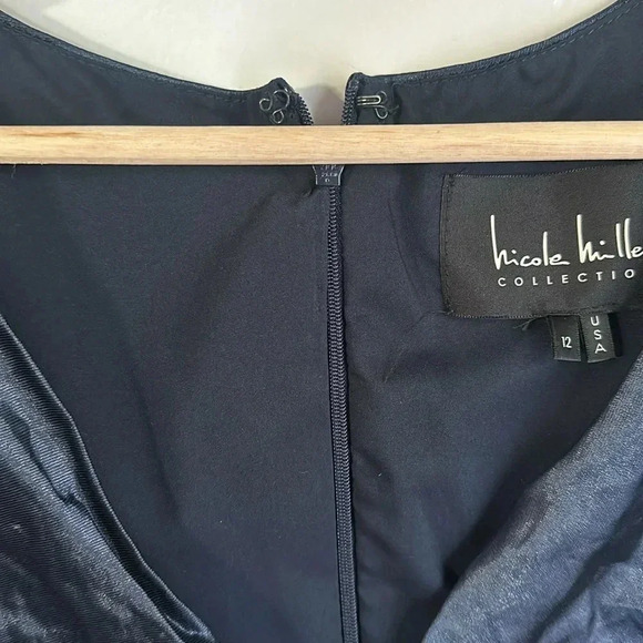 Nicole Miller techno metal cap sleeve dress size 12 blue. - Picture 5 of 7